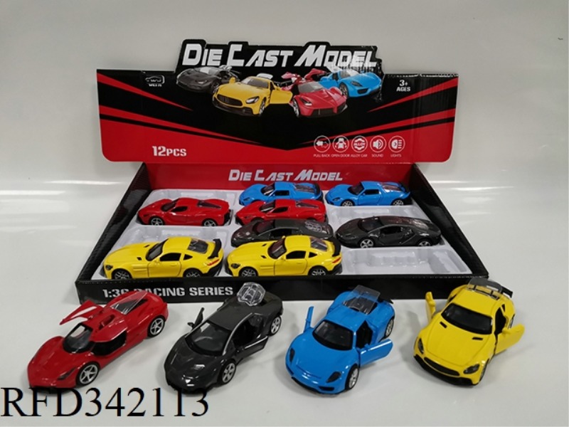 1:36 THREE-DOOR ALLOY PULL BACK ACOUSTO-OPTIC SPORTS CAR MODEL 4 MIXED MODELS