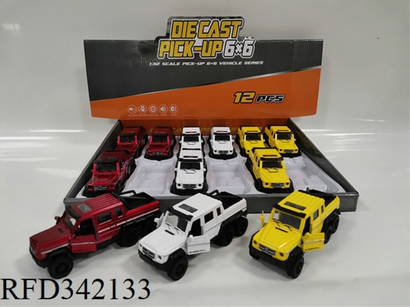 1:32 ALLOY 3-DOOR 6-WHEEL DRIVE MERCEDES-BENZ PICKUP TRUCK 12PCS