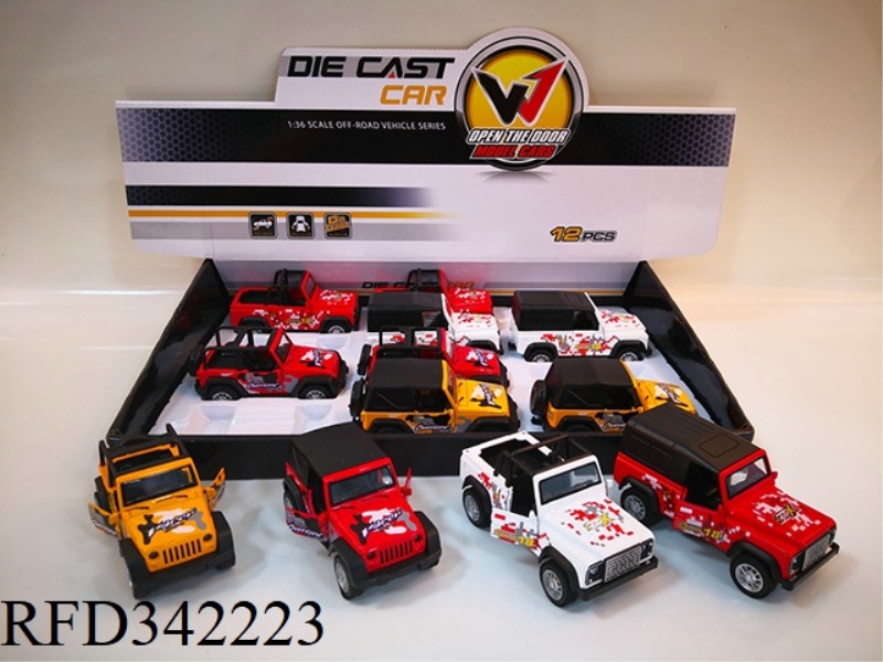 1:36 ALLOY SIMULATION
LAND ROVER WRANGLER
PEOPLE PULL BACK CAR MODEL FOUR
MIXED (PAD PRINTING
CA
