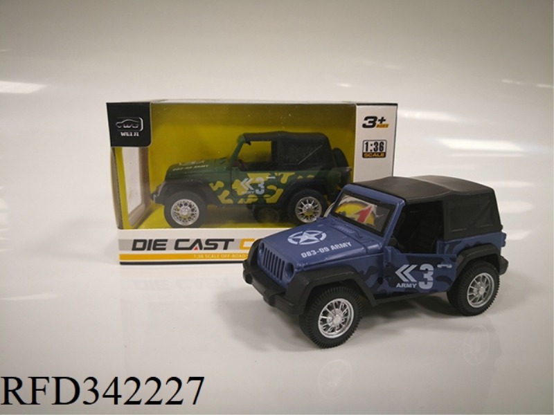 1:36 ALLOY SIMULATION
MILITARY OPEN DOOR WRANGLER
PEOPLE PULL BACK CAR MODEL (FAN
COLOR PRINTING