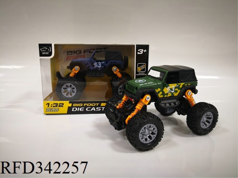 1:32 ALLOY FEET
WRANGLER JI
GENERAL CAMOUFLAGE PULL BACK CAR
MOLD