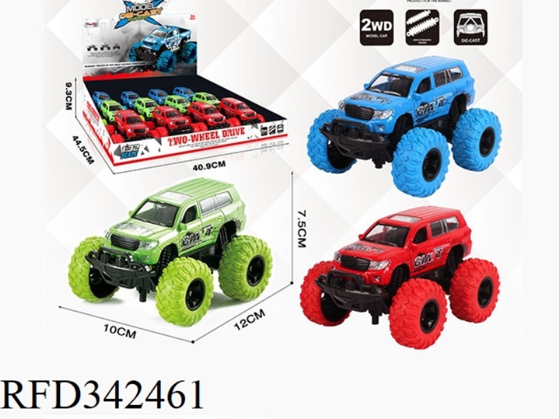 1:30 LAND CRUISER 2016 PULL BACK BIGFOOT ALLOY CAR WITH FRONT AND REAR SHOCK ABSORBERS WITH GRAFFITI
