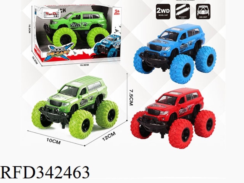 1:30 LAND CRUISER 2016 PULL BACK BIGFOOT ALLOY CAR WITH FRONT AND REAR SHOCK ABSORBERS WITH GRAFFITI