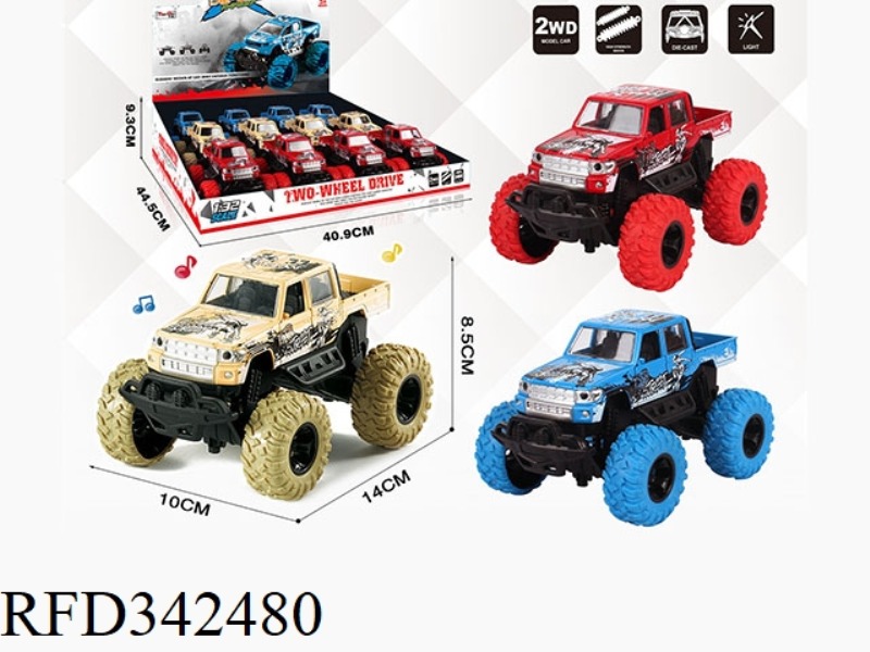 1:30 TOYOTA DOUBLE-ROW PICKUP TRUCK WITH BIGFOOT ALLOY CAR WITH FRONT AND REAR SHOCK ABSORBERS WITH