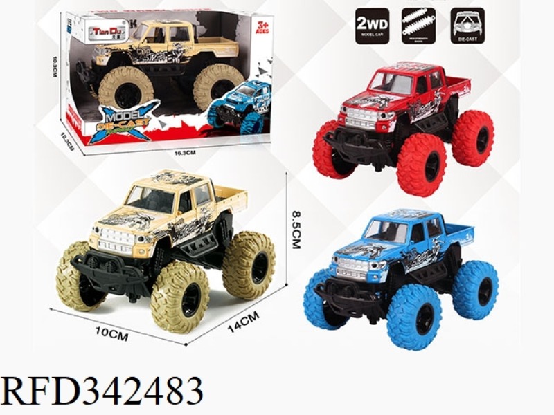 1:30 TOYOTA DOUBLE-ROW PICKUP TRUCK WITH BIGFOOT ALLOY CAR WITH FRONT AND REAR SHOCK ABSORBERS WITH