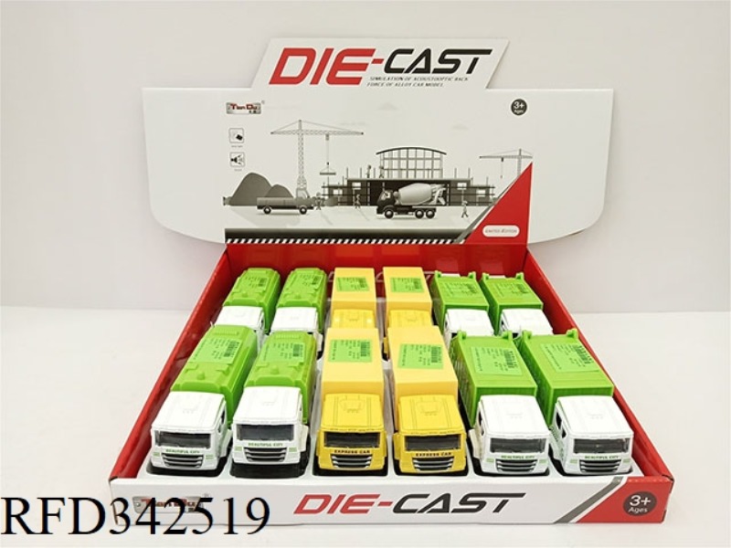 1:32 SIMULATION 3 DOOR PULL BACK ALLOY CAR ENVIRONMENTALLY FRIENDLY GARBAGE RECYCLING CAR WITH LIGHT