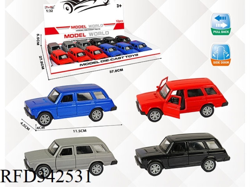 1:32 SIMULATION PULL BACK ALLOY CAR TWO-DOOR FERRARI LADA 12PCS