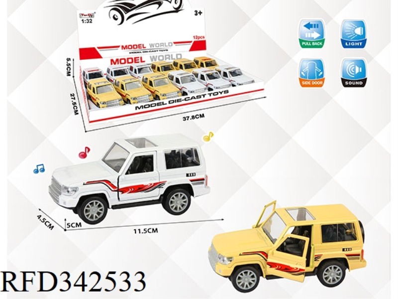 1:32 SIMULATION PULL BACK ALLOY CAR TWO-DOOR RAND COOL ROAD ZE LC70 (OFF-ROAD) WITH LIGHT AND MUSIC