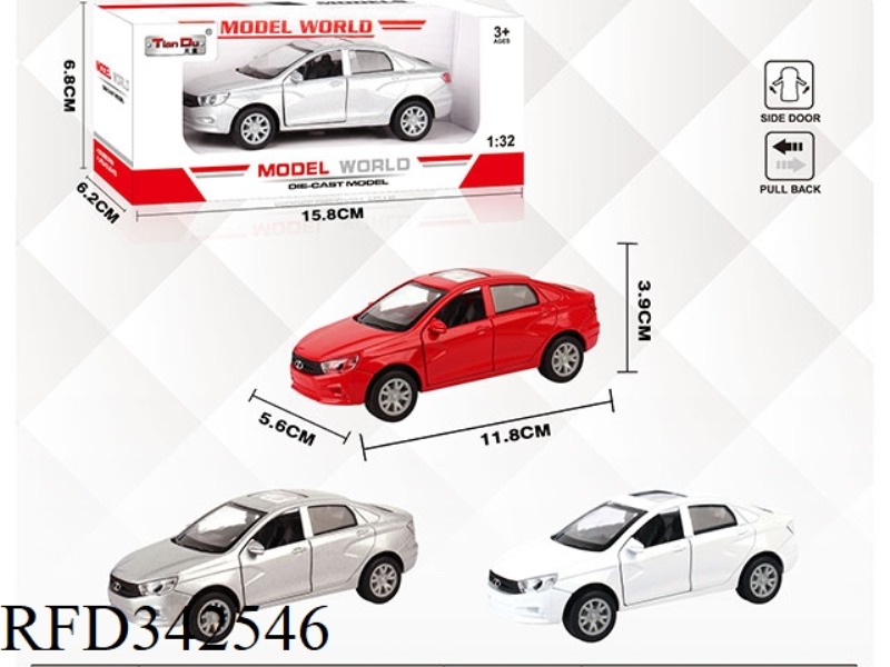 1:32 SIMULATION RUSSIAN CAR, PULL BACK ALLOY CAR WITH TWO DOORS