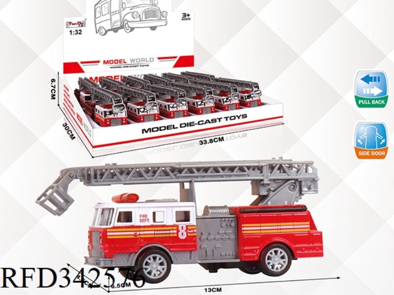 1:32 ALLOY FIRE TRUCK WITH LADDER 12PCS
