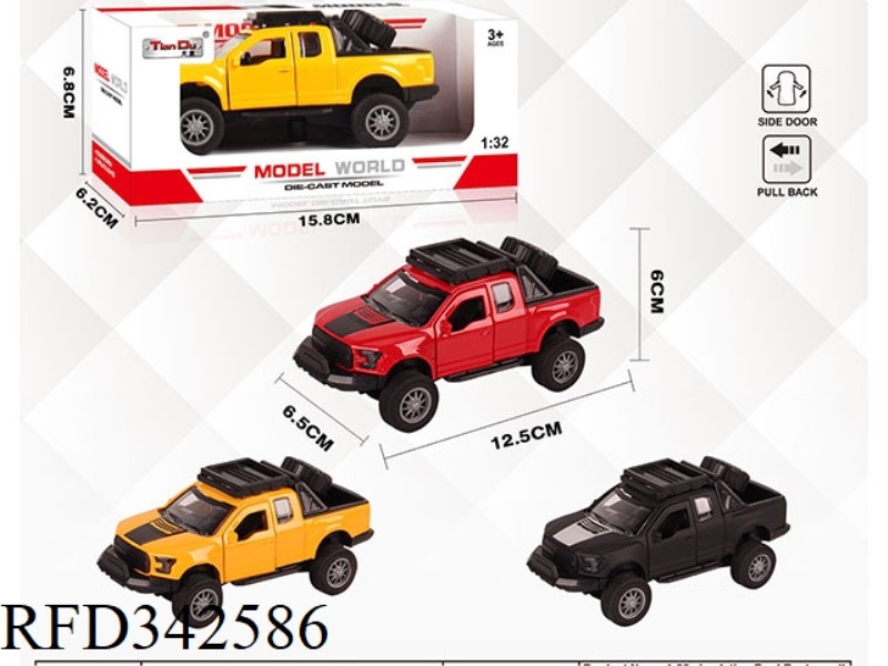 1:32 SIMULATED FORD RAPTOR PULL BACK ALLOY CAR WITH TWO DOORS