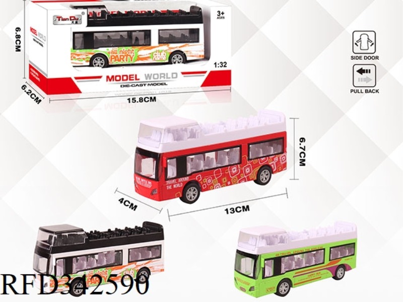 1:32 DOUBLE DOOR PULL BACK ALLOY DOUBLE-DECKER BUS