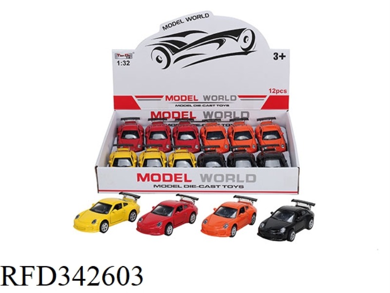1:32 SIMULATION PULL BACK ALLOY CAR TWO DOORS PORSCHE WITH LIGHT AND MUSIC 12PCS