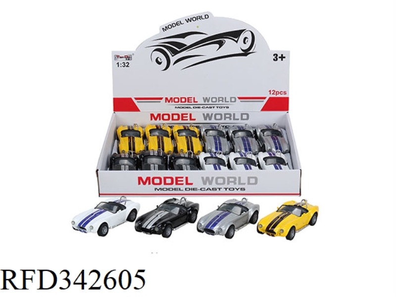 1:32 SIMULATION PULL BACK ALLOY CAR TWO DOORS FORD WITH LIGHT AND MUSIC 12PCS