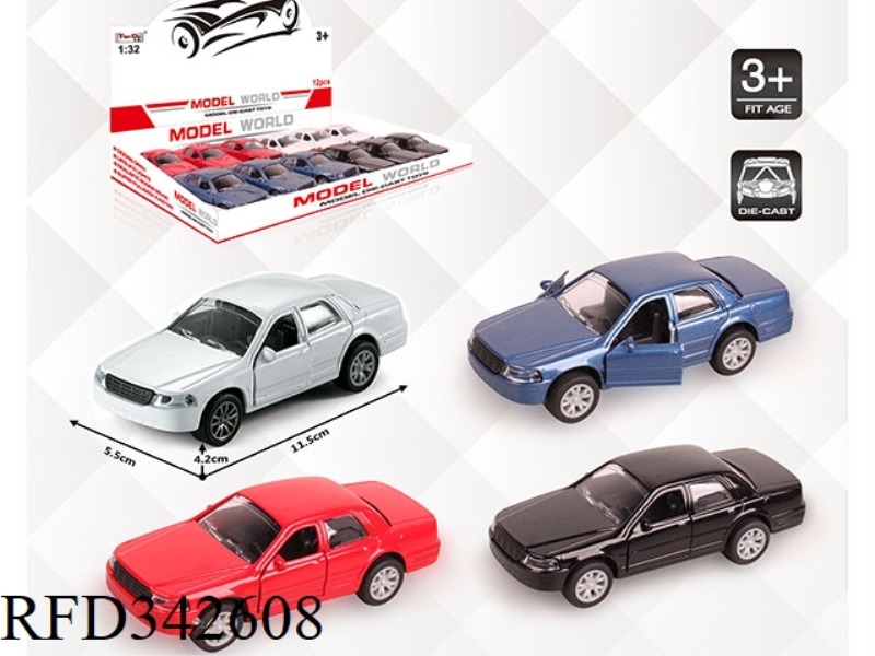 1:32 SIMULATION FORD CROWN PULL BACK ALLOY CAR WITH TWO DOORS 12PCS