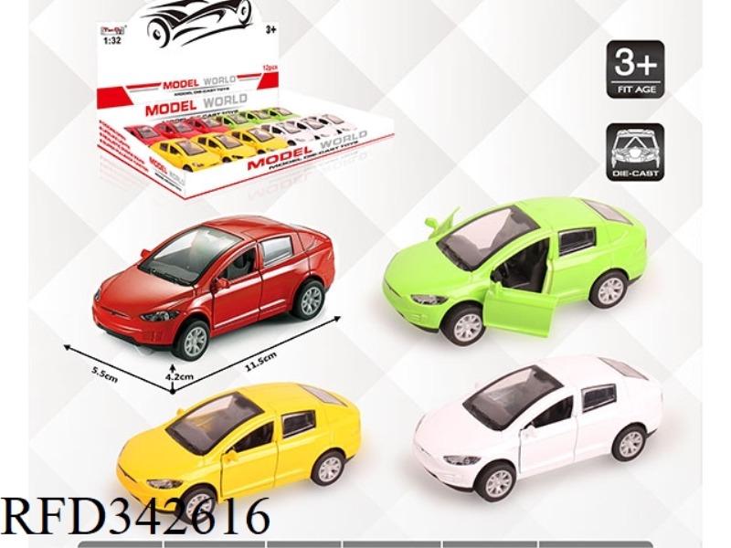 1:32 SIMULATED ATLAS PULL BACK ALLOY CAR WITH TWO DOORS 12PCS