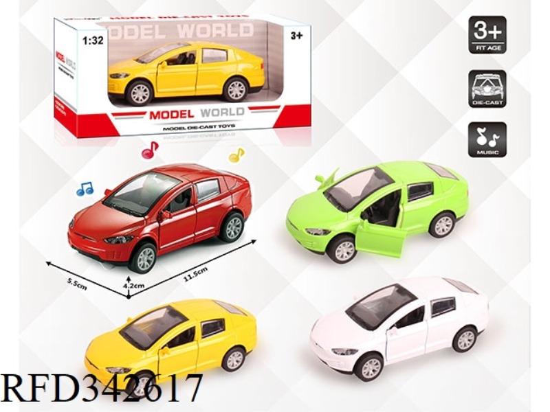 1:32 SIMULATED ATLAS PULL BACK ALLOY CAR WITH TWO DOORS WITH LIGHT AND MUSIC