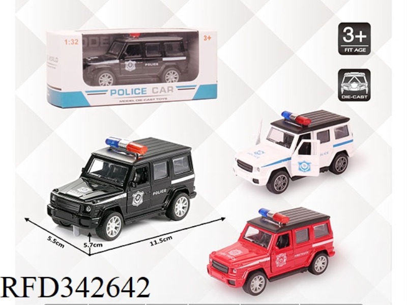 1:32 SIMULATION MERCEDES-BENZ G550 POLICE CAR, PULL BACK ALLOY CAR WITH TWO DOORS