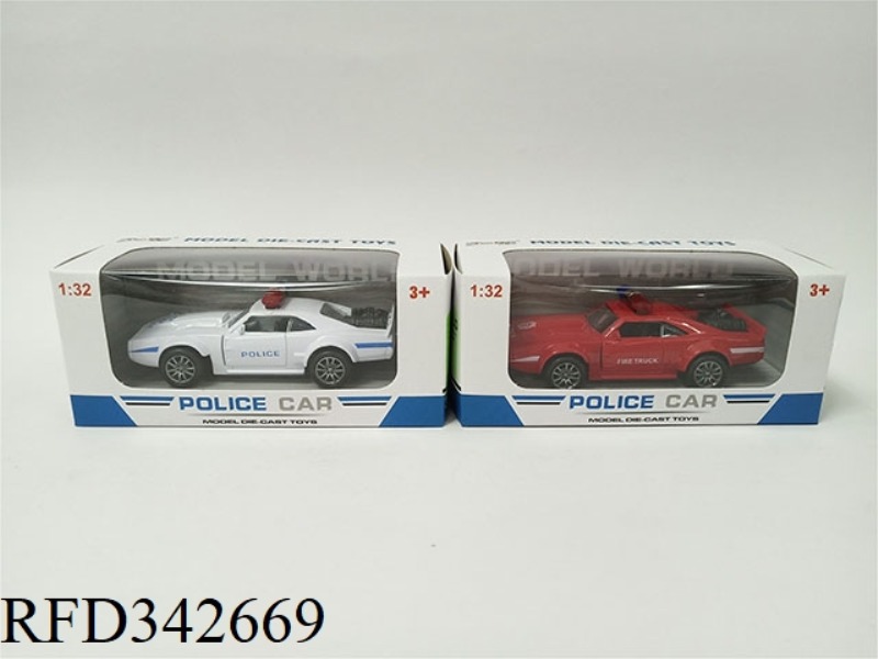1:32 SIMULATION DODGE A POLICE CAR, PULL BACK ALLOY CAR WITH TWO DOORS WITH LIGHT AND MUSIC