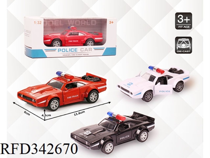 1:32 SIMULATION DODGE A POLICE CAR, PULL BACK ALLOY CAR WITH TWO DOORS
