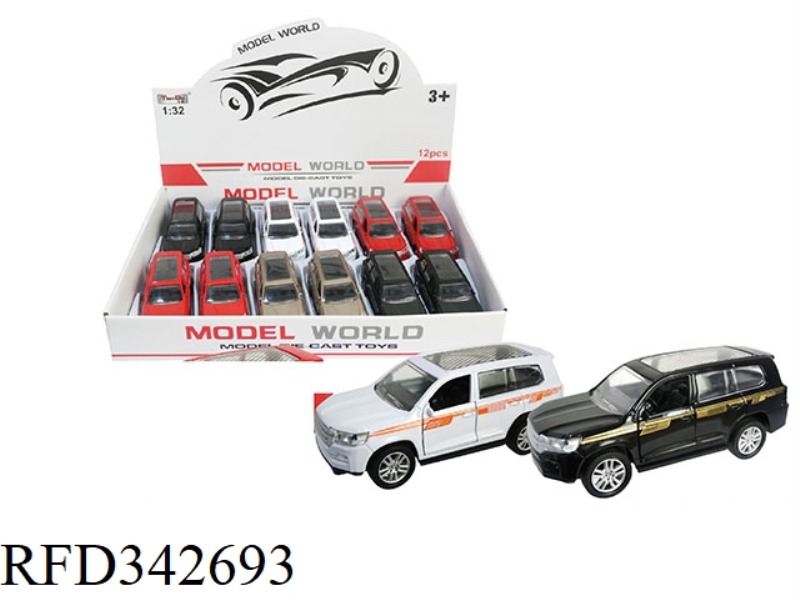 1:32 SIMULATION PULL BACK ALLOY CAR WITH TWO DOORS TOYOTA LANCRUZE 12PCS