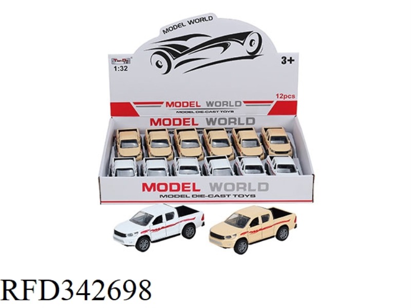 1:32 SIMULATION PULL BACK ALLOY CAR WITH TWO DOORS HILUX DOUBLE ROW PICKUP 12PCS
