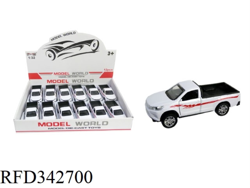 1:32 SIMULATION PULL BACK ALLOY CAR TWO-DOOR HILUX SINGLE-ROW PICKUP 12PCS