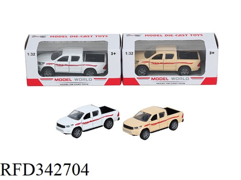 1:32 SIMULATION PULL BACK ALLOY CAR TWO-DOOR HILUX DOUBLE ROW PICKUP