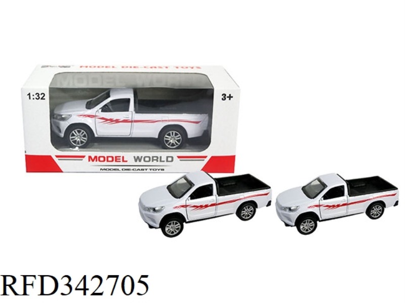 1:32 SIMULATION PULL BACK ALLOY CAR WITH TWO DOORS HILUX SINGLE ROW PICKUP WITH LIGHT AND MUSIC