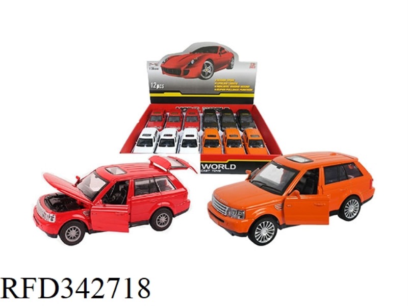1:28 SIMULATION PULL BACK ALLOY FOUR DOORS LAND ROVER LIGHT MUSIC CAR 12PCS