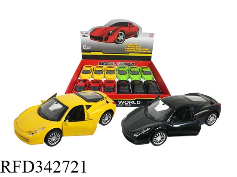 1:28 SIMULATION PULL BACK ALLOY FOUR DOOR FERRARI 458/12PCS