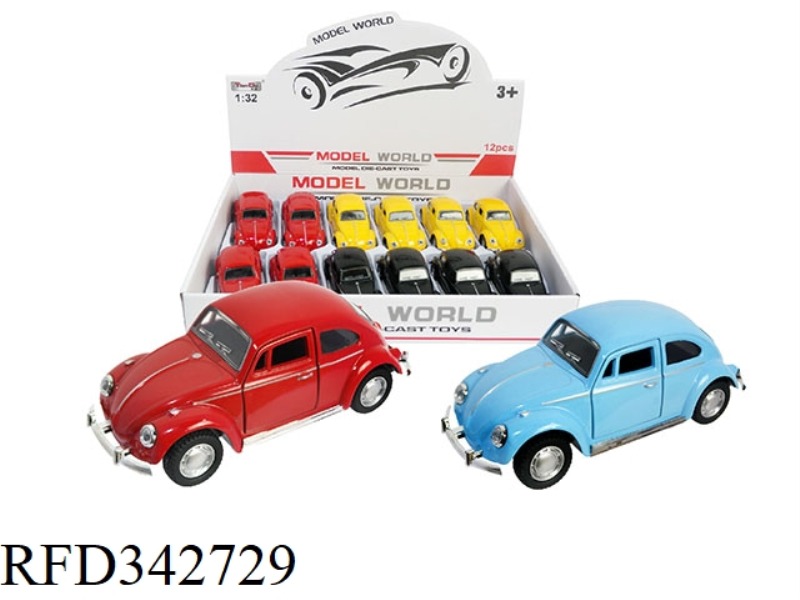 1:32 SIMULATION PULL BACK ALLOY CAR TWO-DOOR BEETLE CLASSIC CAR 12PCS