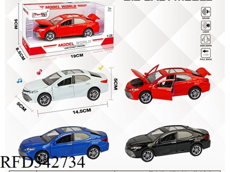 1:28 SIMULATION PULL BACK ALLOY FOUR DOOR CAMRY WITH LIGHT AND MUSIC