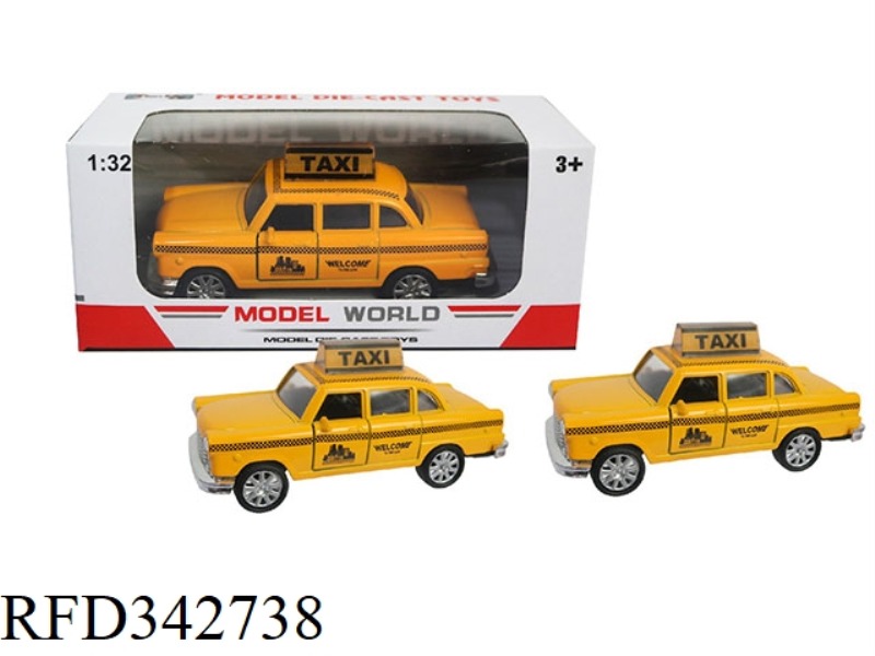 1:32 TWO-DOOR TAXI WITH SIMULATED PULL BACK ALLOY CAR