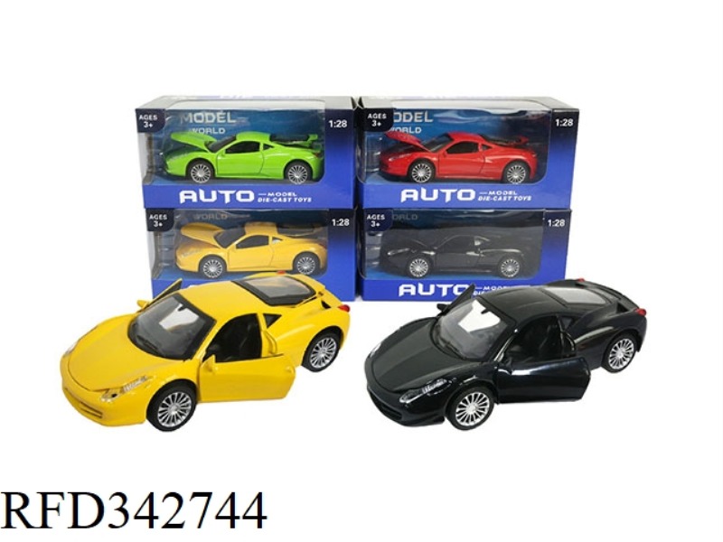 1:28 SIMULATION PULL BACK ALLOY FOUR-DOOR FERRARI 458 LIGHT MUSIC CAR
