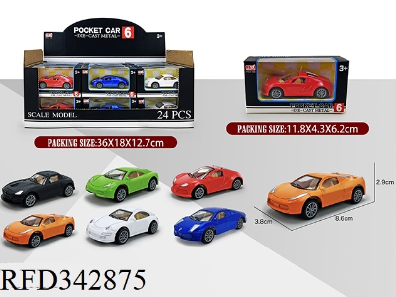 1:55 ALLOY SIMULATION PULL BACK CAR 24PCS