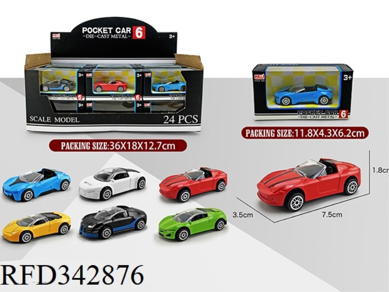 1:64 ALLOY SLIDING SPORTS CAR 24PCS