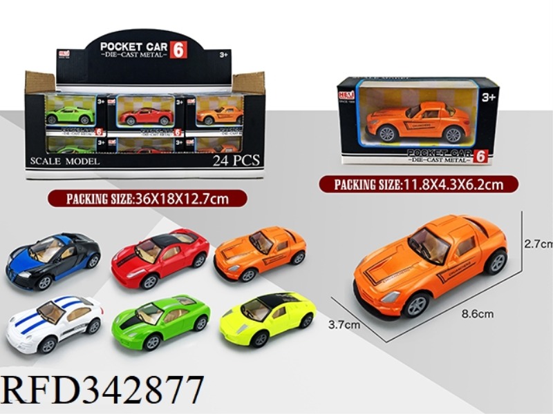 1:55 ALLOY SIMULATION PULL BACK CAR 24PCS