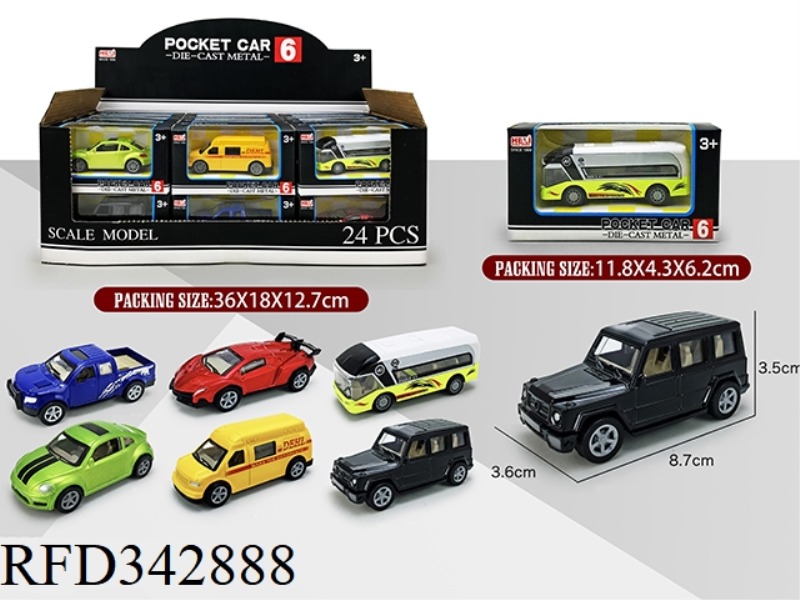 1:55 ALLOY SIMULATION PULL BACK CAR 24PCS