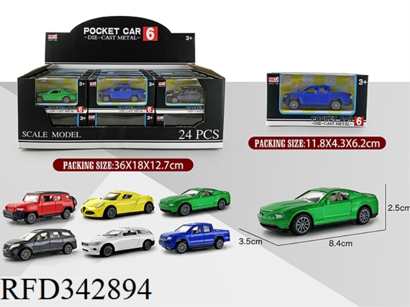 1:55 SIMULATION PULL BACK ALLOY CAR 24PCS