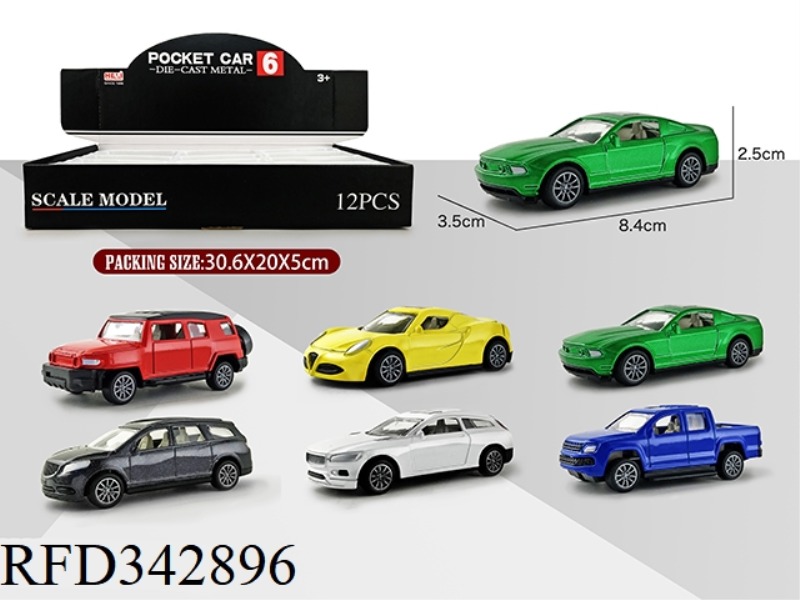 1:56 SIMULATION PULL BACK ALLOY CAR 12PCS