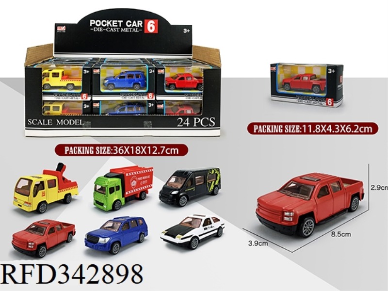 1:55 SIMULATION PULL BACK ALLOY CAR 24PCS