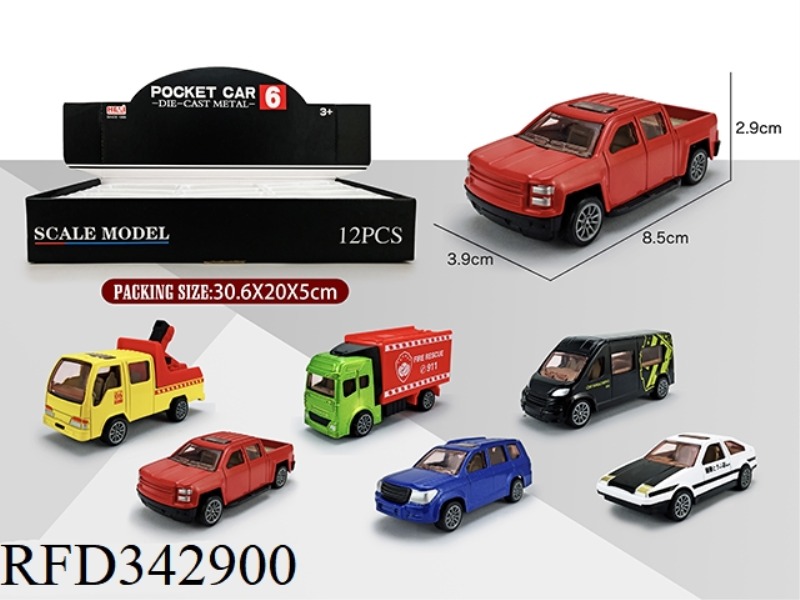 1:55 SIMULATION PULL BACK ALLOY CAR 12PCS