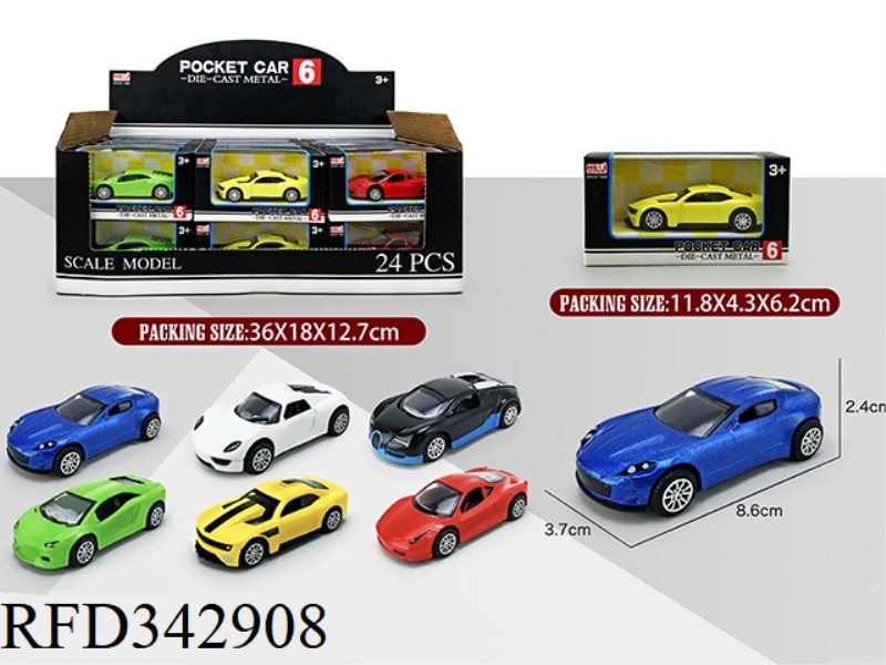 1:55 ALLOY SIMULATION PULL BACK CAR 24PCS