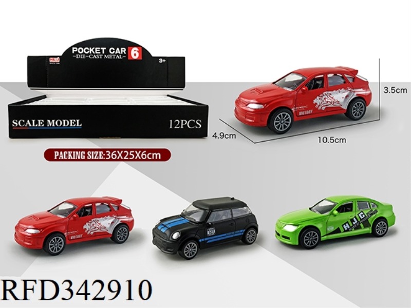 1:43 SIMULATION PULL BACK ALLOY CAR 12PCS