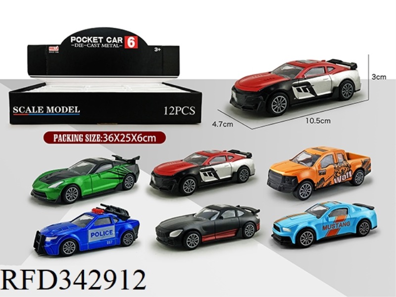 1:43 SIMULATION PULL BACK ALLOY CAR 12PCS