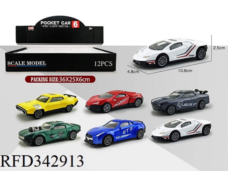 1:43 SIMULATION PULL BACK ALLOY CAR 12PCS