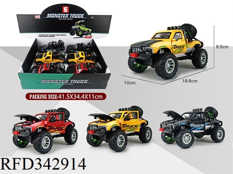 1:24 ALLOY PULL BACK IMPACT DOOR OPENER OFF-ROAD VEHICLE (SOUND AND LIGHT VERSION) 6OCS