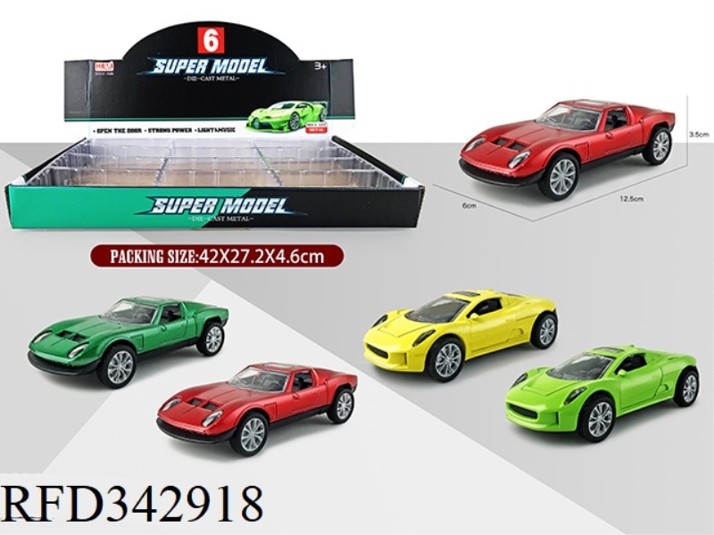 1:36 SIMULATION PULL BACK SOUND AND LIGHT ALLOY CAR (LAMBORGHINI, JAGUAR) 12PCS