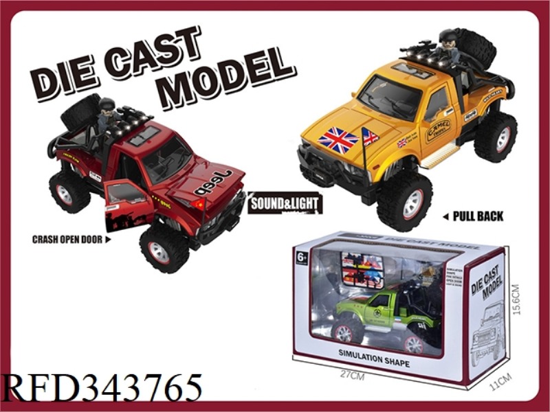 1:24 ACOUSTO-OPTIC PULL BACK ALLOY BATTLEFIELD COMMAND VEHICLE (SINGLE PACK) METALLIC PAINT 3 COLORS